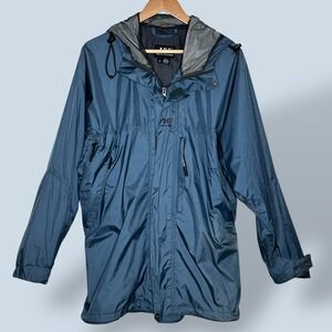 Helly Hansen Women's Packable Rain Jacket Hooded‎ Vented Blue Medium Logo